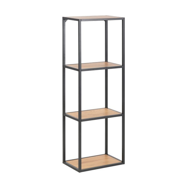 Bibliotecă de perete neagră/în culoare naturală cu aspect de lemn de stejar 37x108 cm Seaford – Actona-image-2