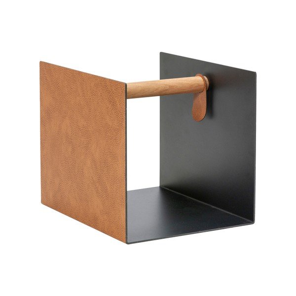 Cutie de depozitare neagră/în culoare naturală din metal și din piele ecologică decorativă 32x38x31 cm Bull – LIND DNA