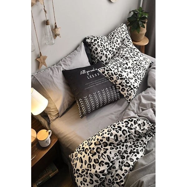 Lenjerie de pat alb-gri din bumbac pentru pat de o persoană-extins și cearceaf 160x220 cm – Mila Home