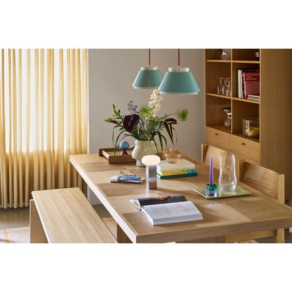 Masă de dining cu aspect de lemn de stejar 95x195 cm Skak – Hübsch-image-2