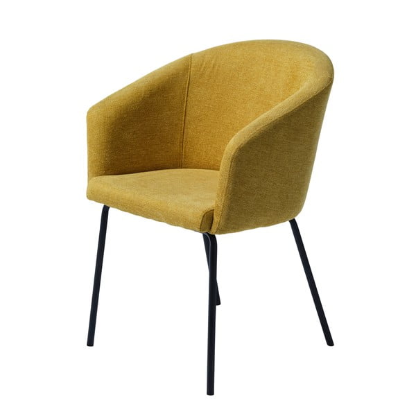 Scaun de sufragerie galben muștar cu cotiere tapițat Easton – Unique Furniture-image-1