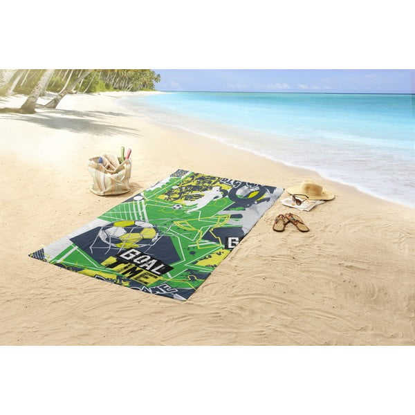 Prosop de plajă verde din catifea pentru copii 75x150 cm Goaltime – Good Morning-image-1