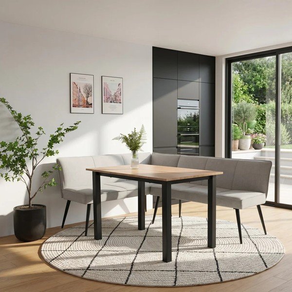 Bancă gri deschis din metal/capitonată Watford – Støraa-image-1