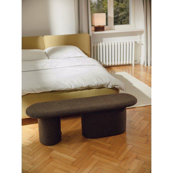 Bancă maro capitonată cu tapițerie din țesătură bouclé Rull – noo.ma-image-3