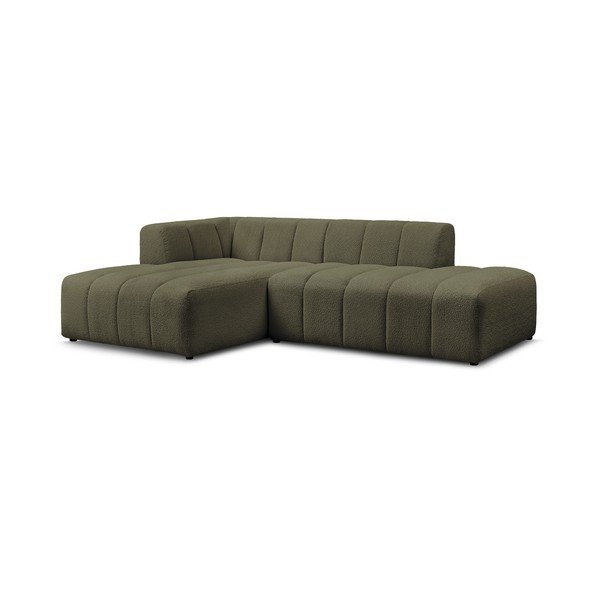 Colțar verde cu tapițerie din țesătură bouclé (cu colț pe partea stângă/cu șezlong) Annecy – Bobochic Paris-image-3