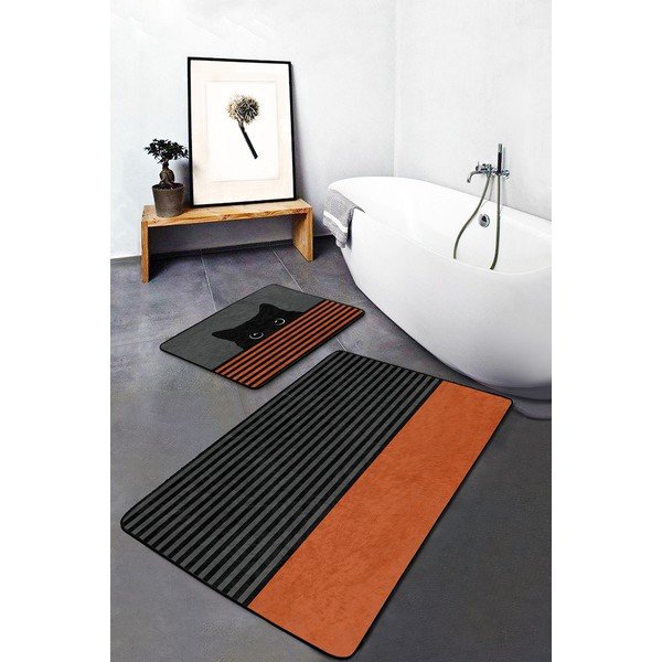 Covorașe de baie negru-portocaliu 2 buc. 60x100 cm – Mila Home-image-3