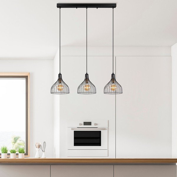 Lustră neagră cu abajur din metal Cafu – Opviq lights-image-2