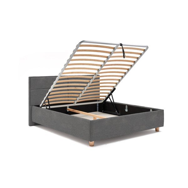 Pat dublu cu spațiu pentru depozitare și somieră ProSpánek Grace, 160 x 200 cm, gri deschis-image-4