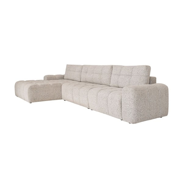 Colțar modular bej extensibil/cu spațiu de depozitare (cu colț pe partea stângă) Lulu – Miuform
