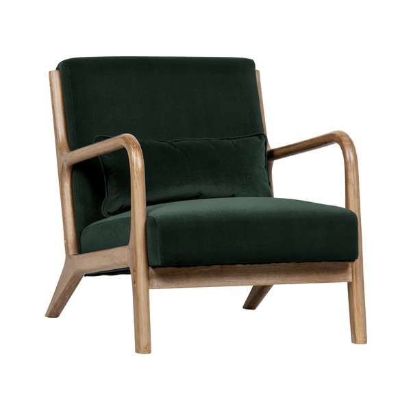 Fotoliu din catifea WOOOD Mark, verde închis