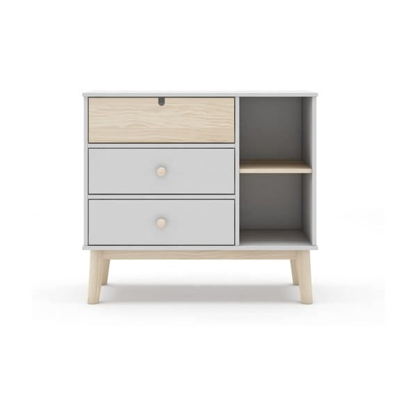 Comodă de copii albă joasă 90x40 cm Estefania – Marckeric