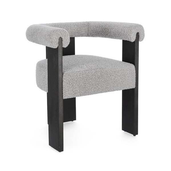 Scaun de living gri cu cotiere tapițat Agape – Bizzotto