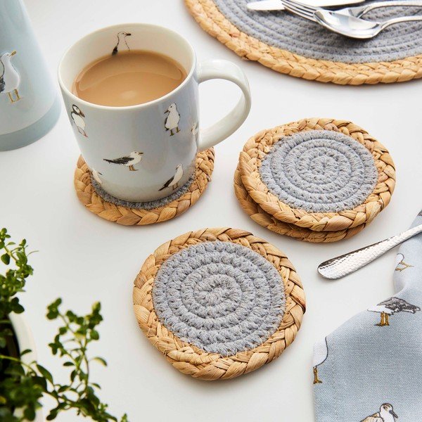 Coasters gri/în culoare naturală 4 buc. din iarbă-de-mare Costal Birds – Cooksmart ®-image-1