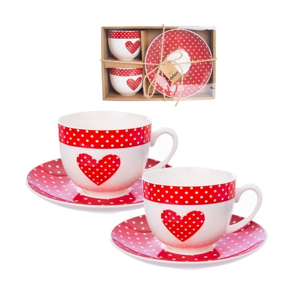 Cești roșii 2 buc. din porțelan 280 ml – Orion-image-1