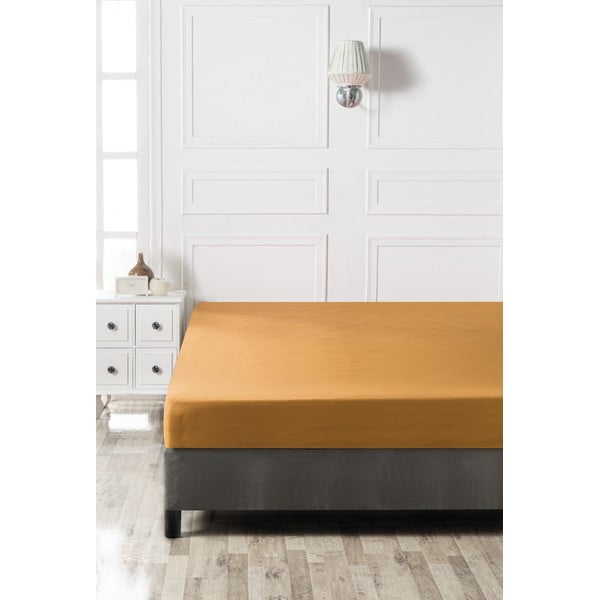 Cearceaf galben din bumbac cu elastic 160x200 cm - Mijolnir-image-2