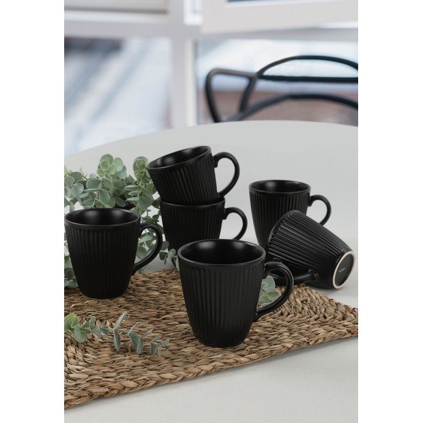 Căni negre 6 buc. din ceramică 0.3 l – Hermia-image-1