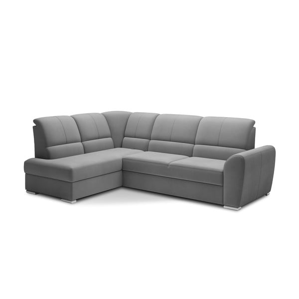 Colțar gri extensibil/cu spațiu de depozitare cu tapițerie din catifea (cu colț pe partea stângă/în formă de ”L”) Siber – ELTAP-image-2