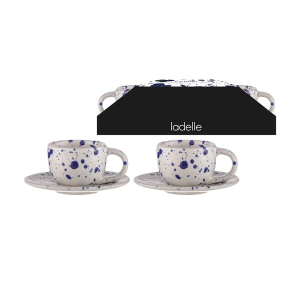 Cești pentru espresso din gresie alb-albastru 2 buc.  100 ml Carnival – Ladelle-image-2