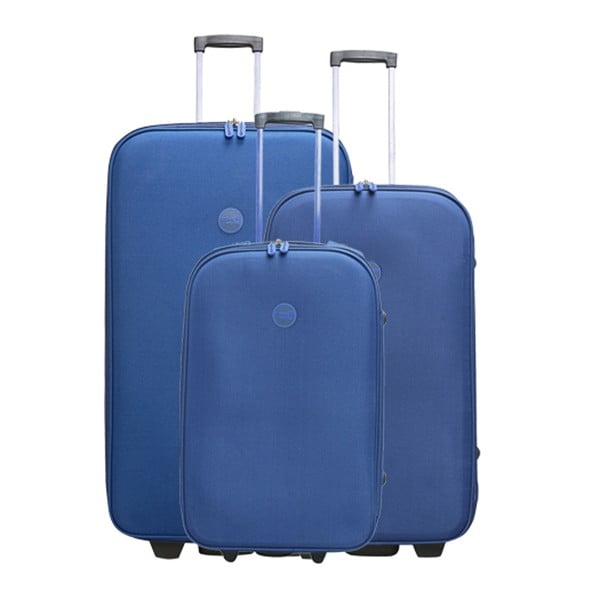 Set 3 valize cu roți Travel World Let´s Go, albastru