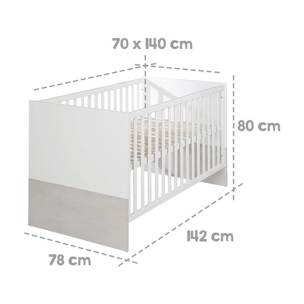 Pătuț alb-gri deschis 70x140 cm Julia – Roba-image-2