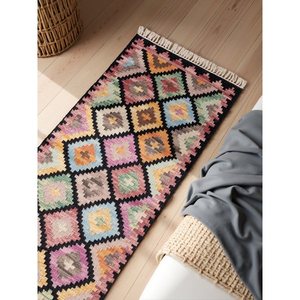 Covor tip traversă reversibil, țesut manual din lână 60x190 cm Kamal Zara – Nouristan-image-2