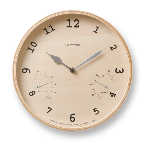 Ceas de perete Lemnos Clock Baum, ⌀ 25,4 cm, maro 
