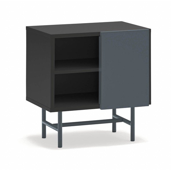 Noptieră neagră/gri antracit cu rafturi cu aspect mat Nube – Teulat-image-2