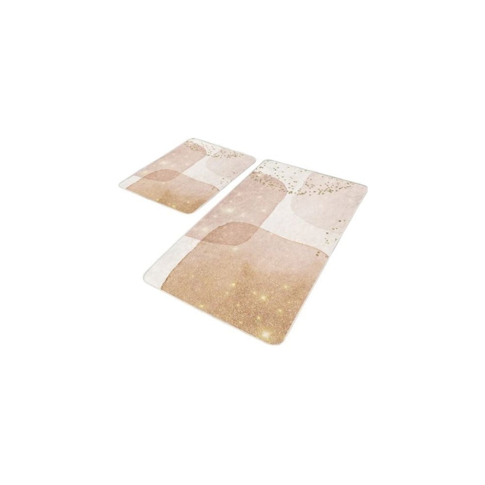 Covorașe de baie bej 2 buc. din catifea 60x100 cm – Mila Home