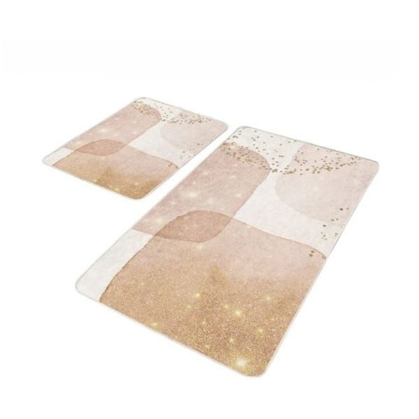 Covorașe de baie bej 2 buc. din catifea 60x100 cm – Mila Home