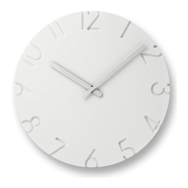 Ceas de perete Lemnos Clock Carved, ⌀ 30,5 cm, alb
