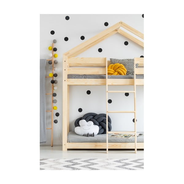 Cadru pat supraetajat din lemn de pin, în formă de căsuță Adeko Mila DMP, 90 x 160 cm-image-1