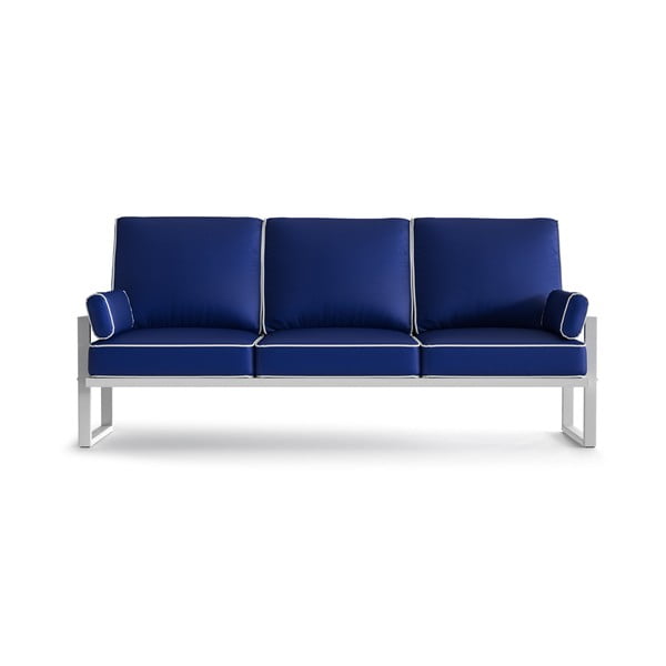 Canapea cu 3 locuri și margini albe, pentru exterior Marie Claire Home Angie, albastru royal