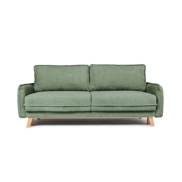 Canapea verde-deschis extensibilă cu tapițerie din catifea reiată  218 cm Tori – Bonami Selection