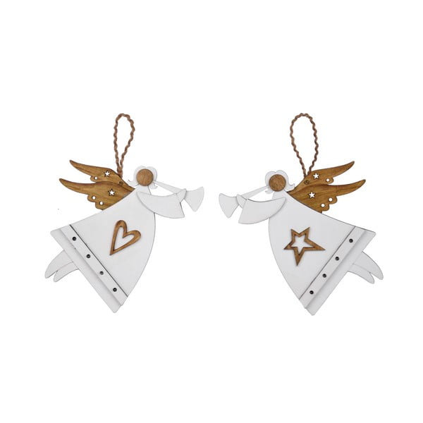 Set 2 decorațiuni de Crăciun Ego Dekor Angels, alb