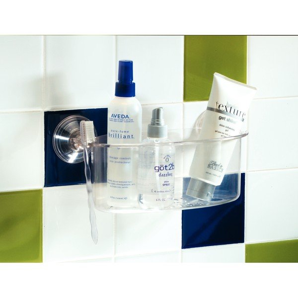 Coș transparent cu ventuză iDesign Suction Spa, lungime 30 cm-image-1