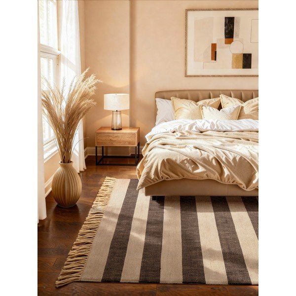 Covor negru/crem țesut manual din iută 160x230 cm Playa – Hanse Home-image-1