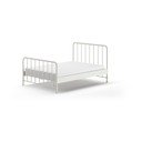 Pat matrimonial alb din metal cu somieră 140x200 cm BRONXX – Vipack