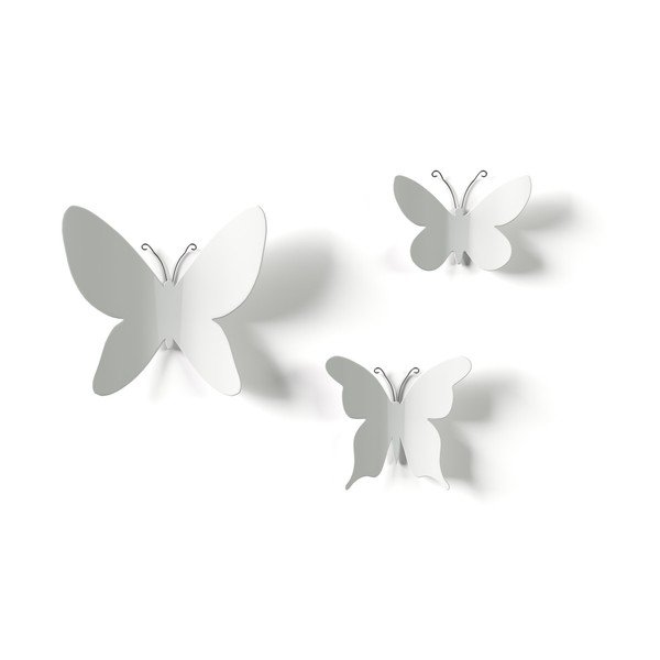Set 9 decorațiuni 3D de perete Umbra Butterflies, alb-image-4