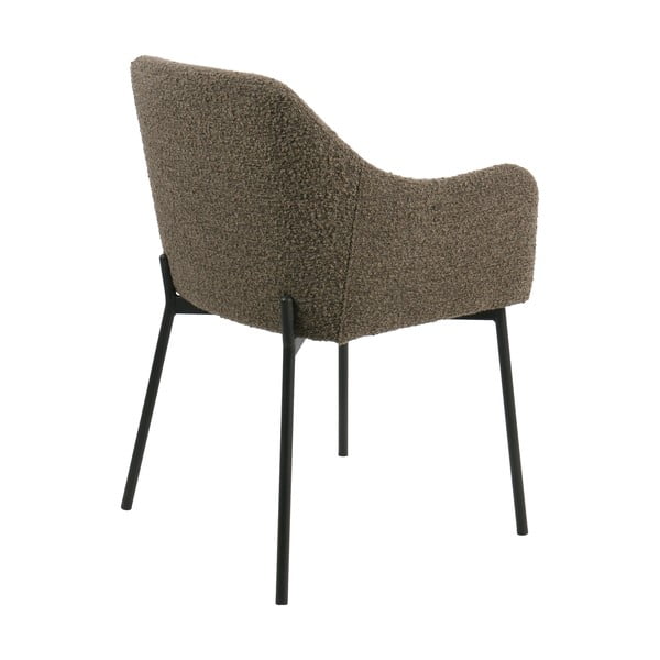 Scaun de sufragerie maro cu cotiere tapițat Melilla – House Nordic-image-4