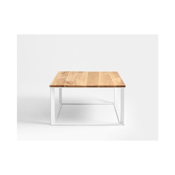 Masă de cafea cu blat din lemn de stejar Custom Form Skaden, structură albă-image-1