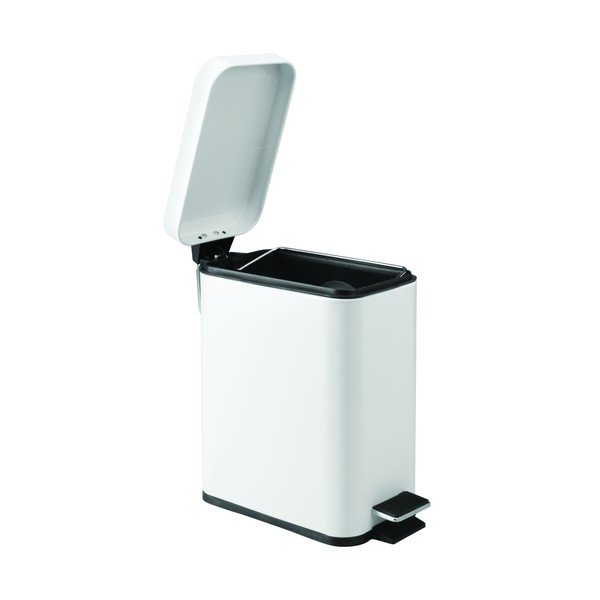 Coș de gunoi metalic cu pedală iDesign, 5 l, alb-image-2