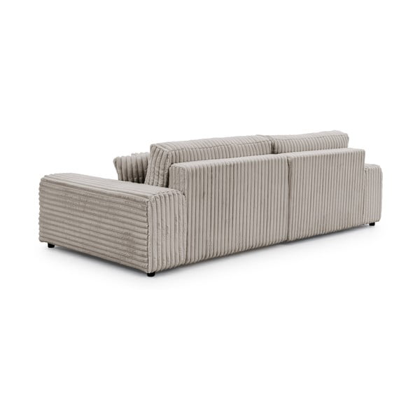 Colțar gri deschis extensibil, cu spațiu de depozitare, cu tapițerie din catifea reiată  (cu colț pe partea stângă) Sarina – Ropez-image-3