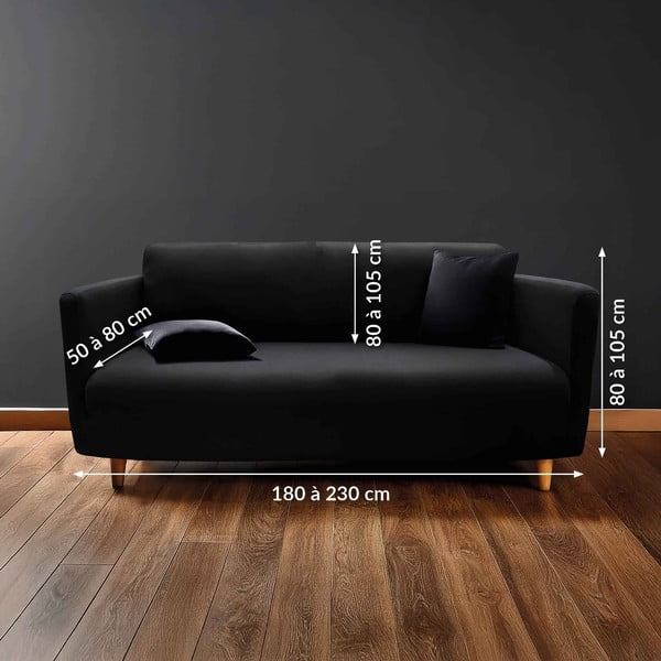 Husă neagră elastică pentru canapea cu 3 locuri Mila – douceur d'intérieur-image-2