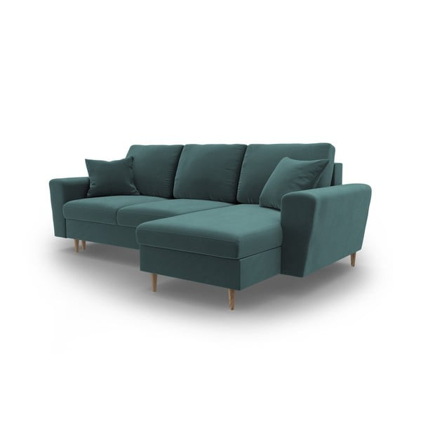 Colțar petrol extensibil, cu spațiu de depozitare cu tapițerie din catifea Kyoto – Cosmopolitan Design-image-4