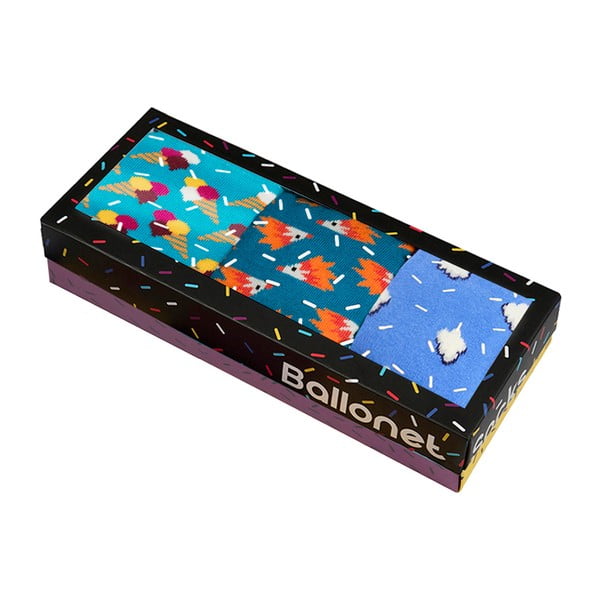 Set 3 perechi de șosete Ballonet Socks Novelty Blue în cutie de cadou, mărime 36 - 40-image-1
