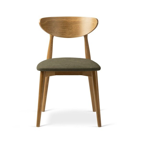 Scaun de dining kaki/în culoare naturală stivuibil din lemn de fag Leon – Micadoni -image-1