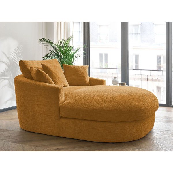 Fotoliu galben cu tapițerie din chenille Belem – Bobochic Paris-image-1