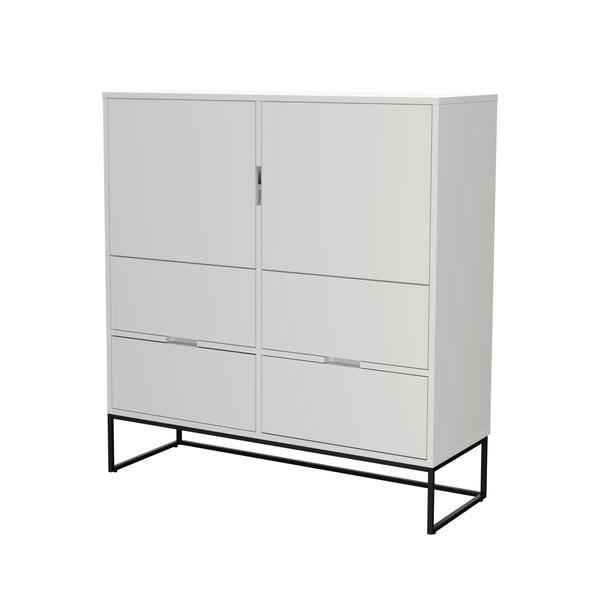 Dulap cu 2 uși și 4 sertare, MISTY Tenzo Lipp, înălțime 127 cm, alb-image-3