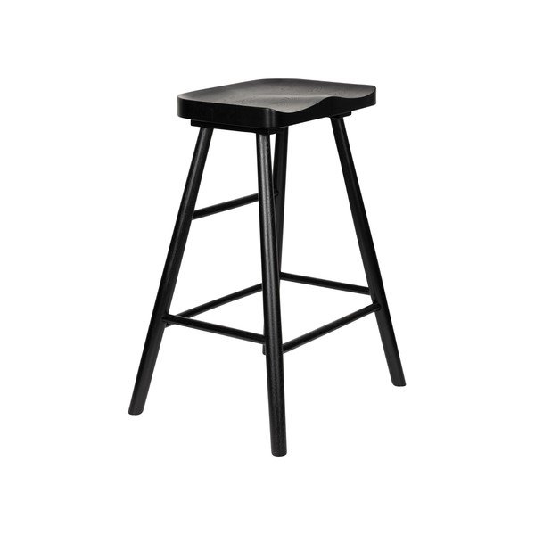 Scaun de bar negru din lemn de stejar (înălțime șezut 65,5 cm) Vander – White Label-image-2