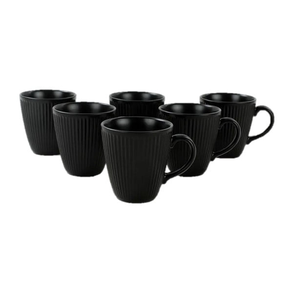 Căni negre 6 buc. din ceramică 0.3 l – Hermia